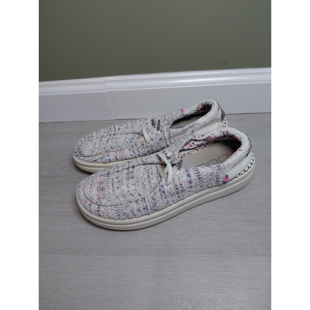 Hey Dude Wendy Rise BOHO WHITE Women Size 7 Loafers Shoes